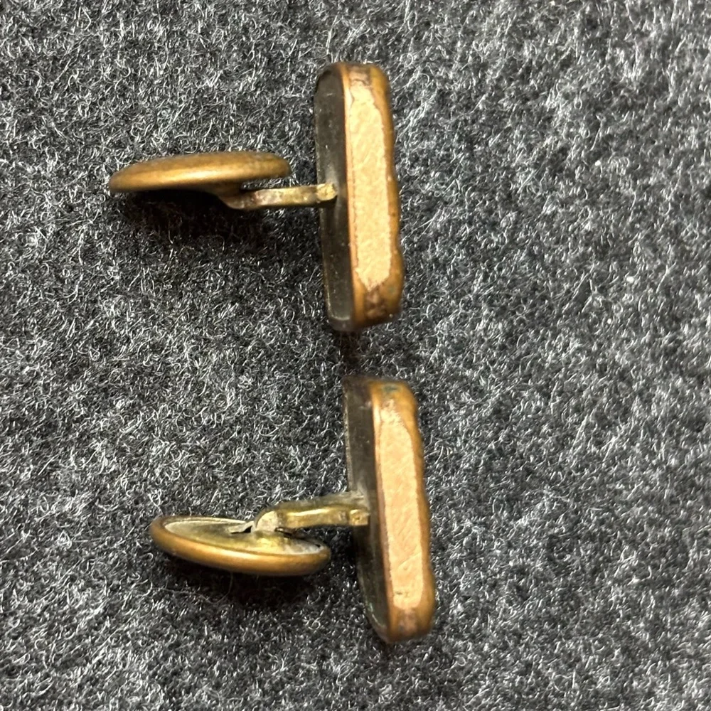 Vintage Gold and Bronze Cufflinks with Mother of Pearl Inlay